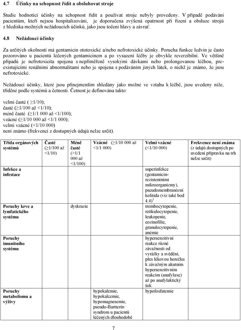 8 Nežádoucí účinky Za určitých okolností má gentamicin ototoxické a/nebo nefrotoxické účinky.