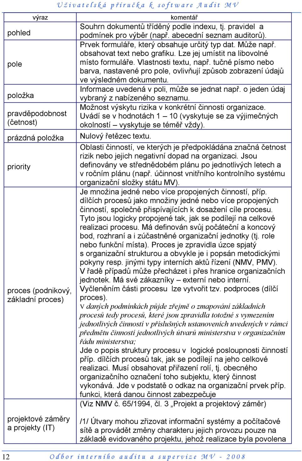 Vlastnosti textu, např. tučné písmo nebo barva, nastavené pro pole, ovlivňují způsob zobrazení údajů ve výsledném dokumentu. Informace uvedená v poli, můţe se jednat např.