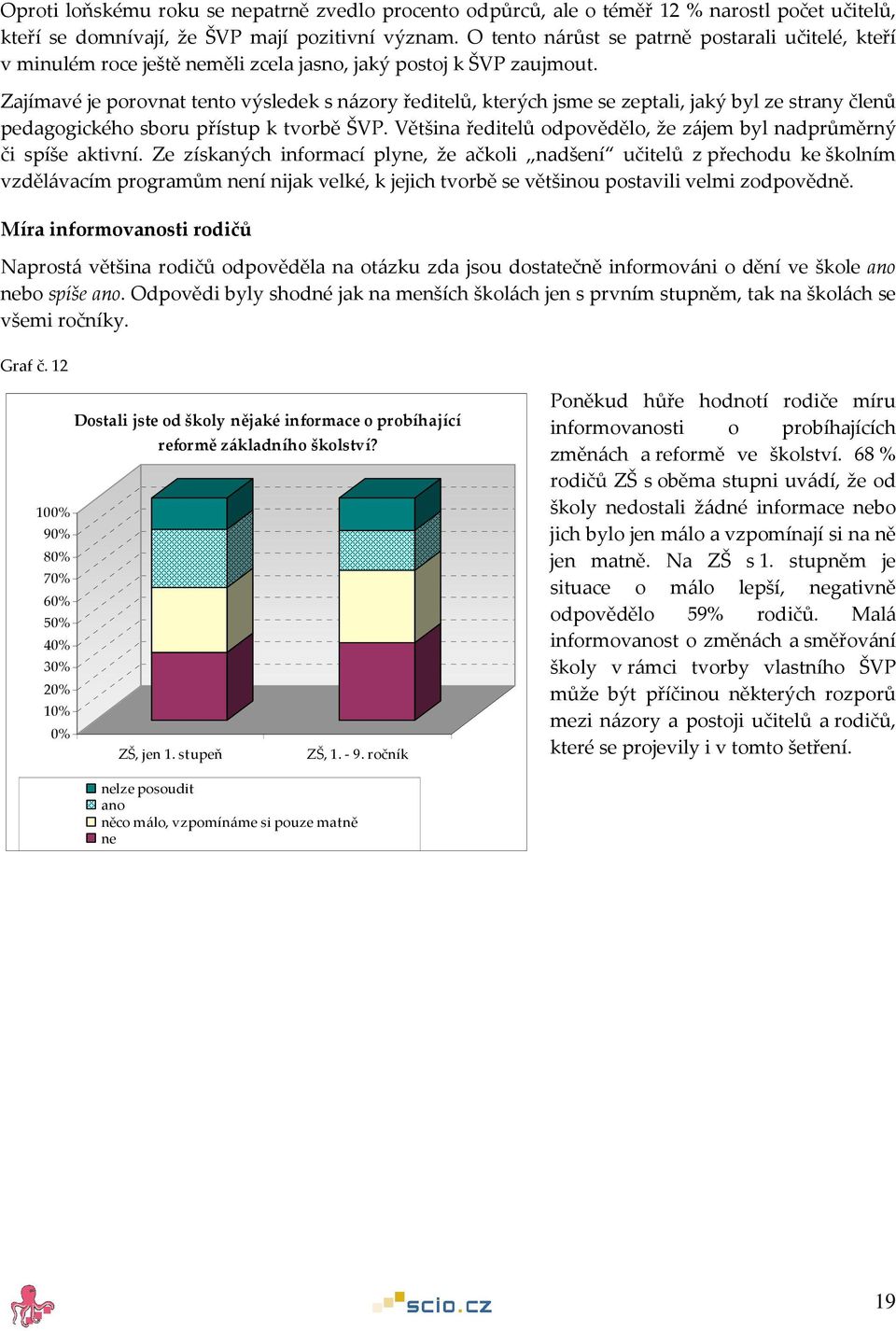 Zajímavé je porovnat tento výsledek s názory ředitelů, kterých jsme se zeptali, jaký byl ze strany členů pedagogického sboru přístup k tvorbě ŠVP.