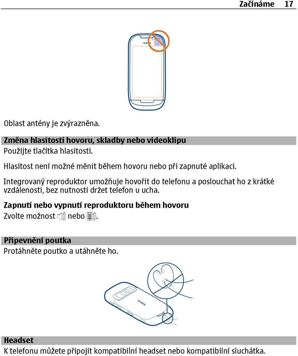 Integrovaný reproduktor umožňuje hovořit do telefonu a poslouchat ho z krátké vzdálenosti, bez nutnosti držet telefon u ucha.