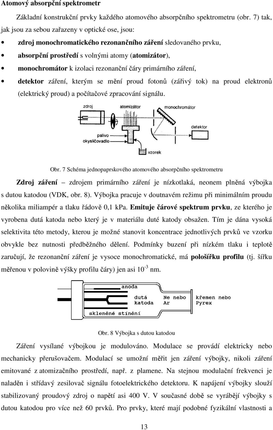 rezonanční čáry primárního záření, detektor záření, kterým se mění proud fotonů (zářivý tok) na proud elektronů (elektrický proud) a počítačové zpracování signálu. Obr.