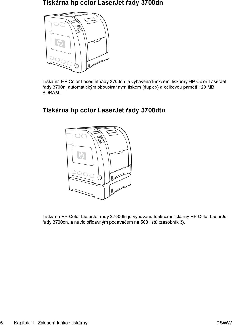 Tiskárna hp color LaserJet řady 3700dtn Tiskárna HP Color LaserJet řady 3700dtn je vybavena funkcemi tiskárny HP