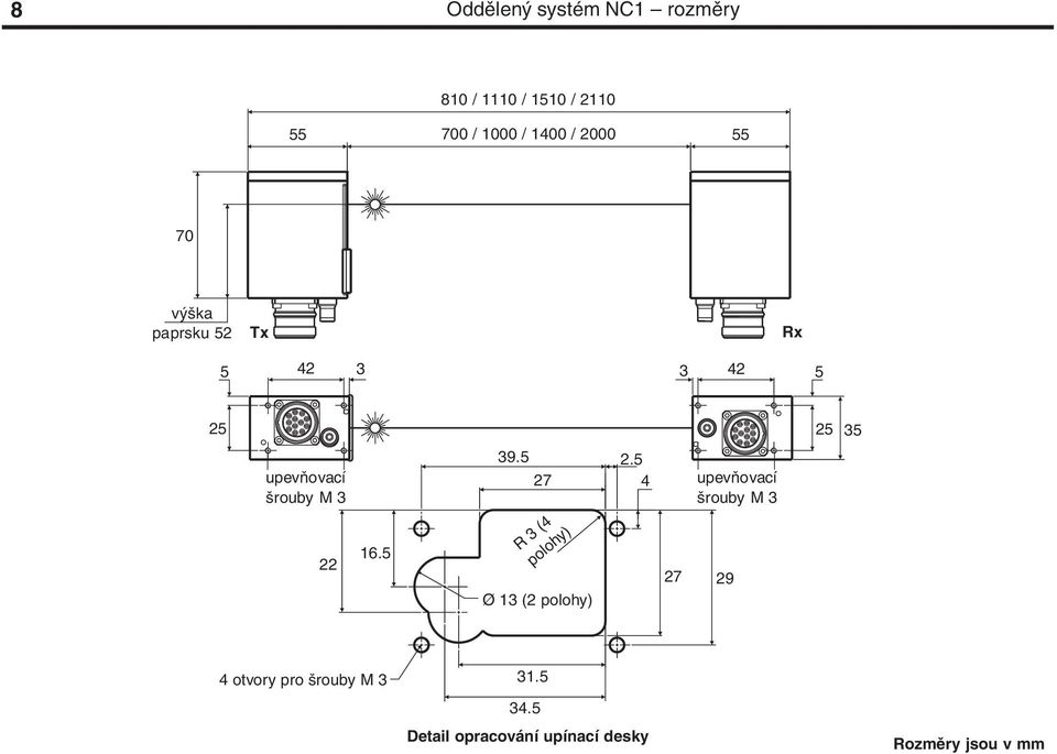 22 16.5 39.5 27 R 3 (4 polohy) Ø 13 (2 polohy) 2.