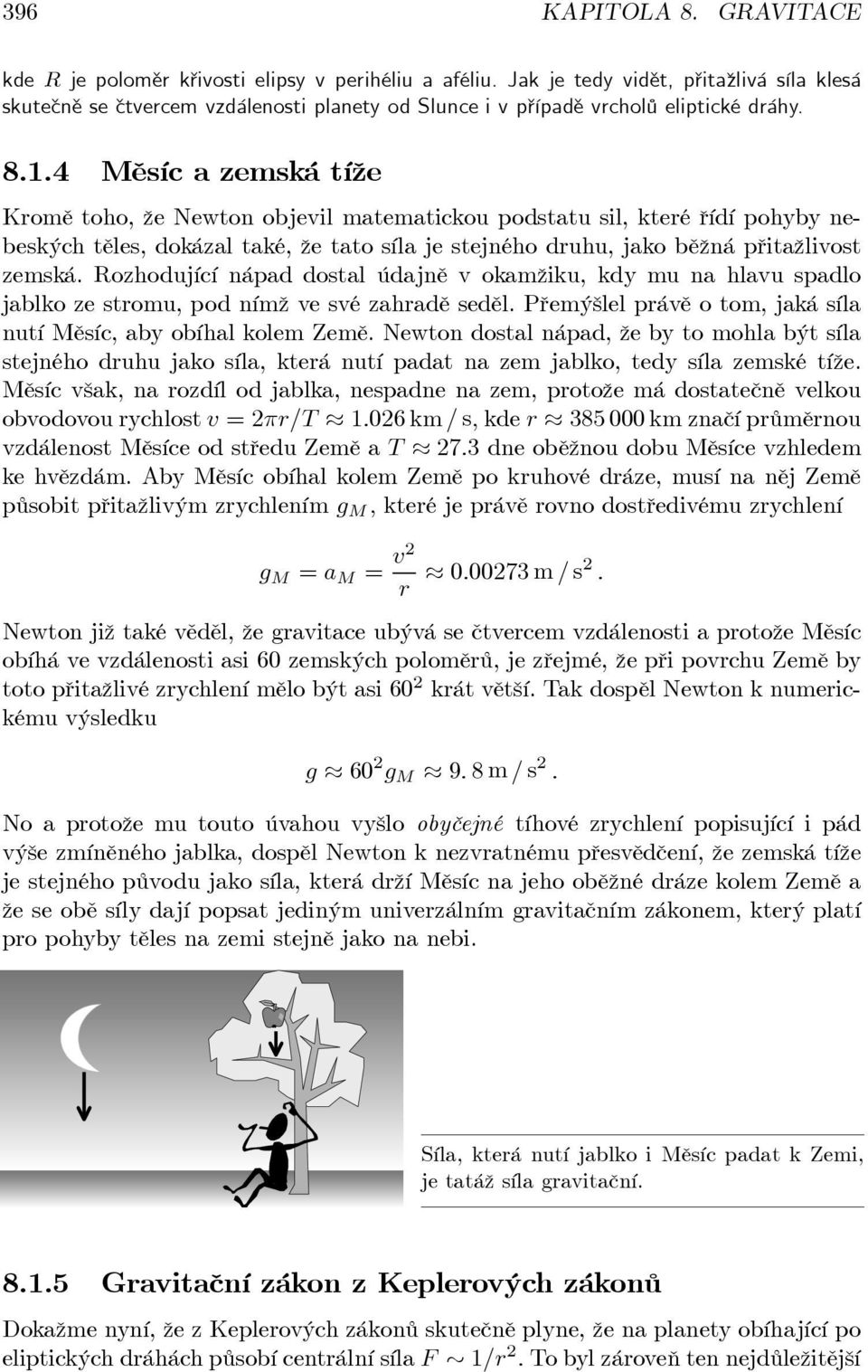 4 Měsíc a zemská tíže Komě toho, že Newton objevil matematickou podstatu sil, kteé řídí pohyby nebeských těles, dokázal také, že tato síla je stejného duhu, jako běžná přitažlivost zemská.