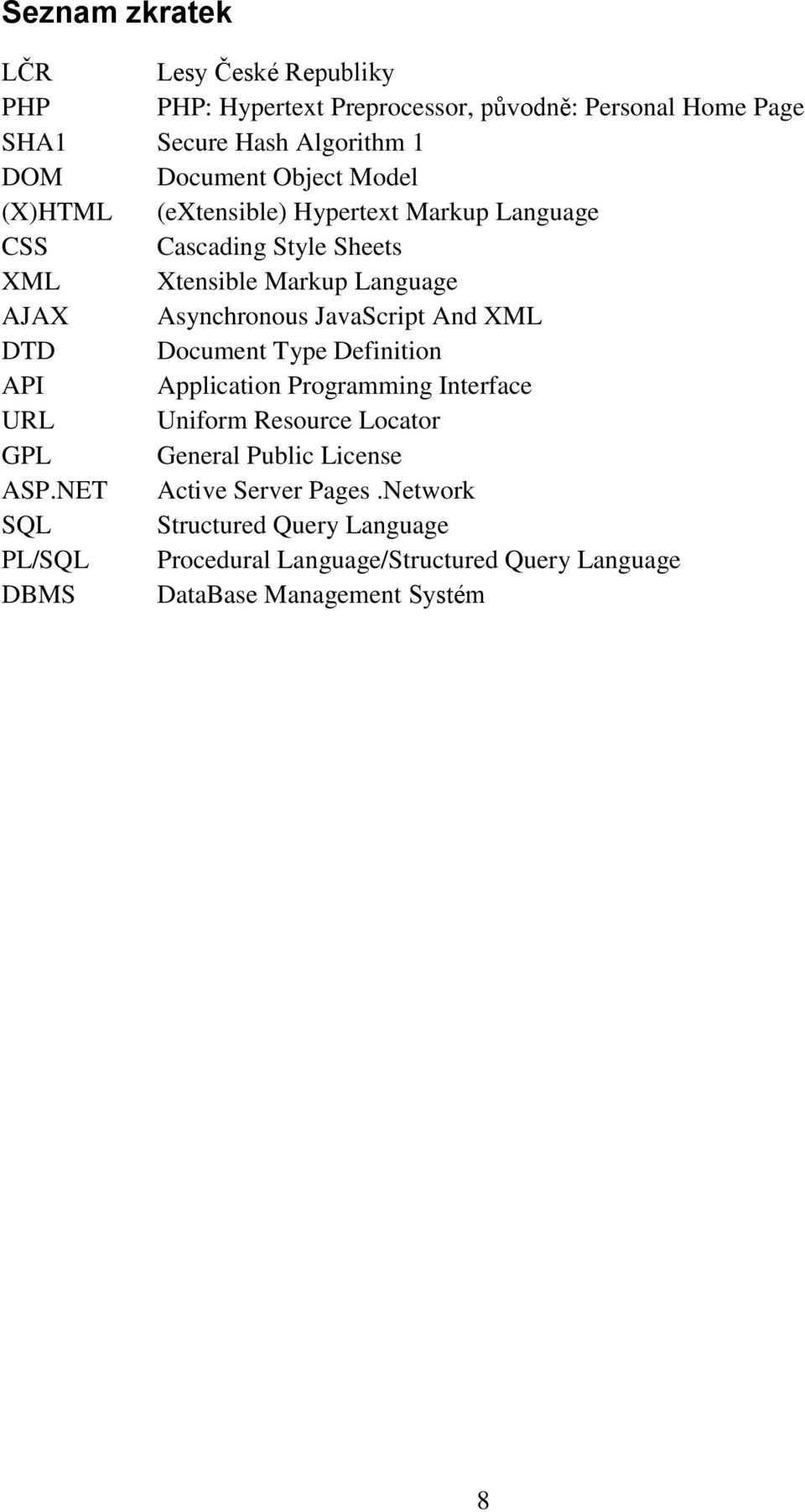 JavaScript And XML DTD Document Type Definition API Application Programming Interface URL Uniform Resource Locator GPL General Public License