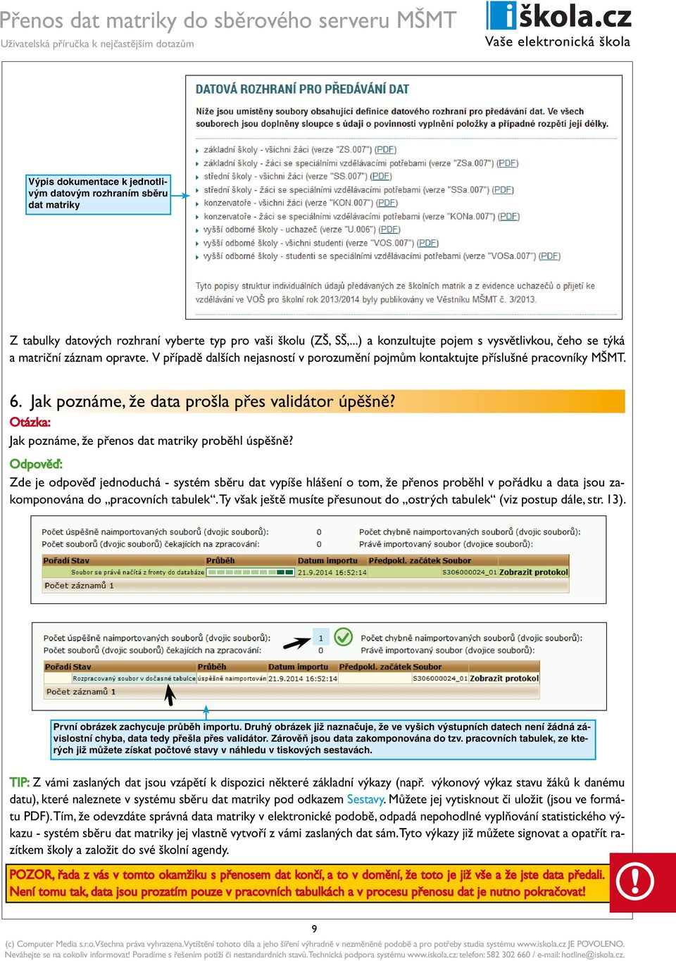 Jak poznáme, že data prošla přes validátor úpěšně? Otázka: Jak poznáme, že přenos dat matriky proběhl úspěšně?