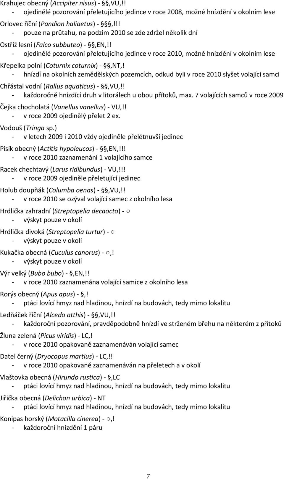 ! - ojedinělé pozorování přeletujícího jedince v roce 2010, možné hnízdění v okolním lese Křepelka polní (Coturnix coturnix) -,NT,!