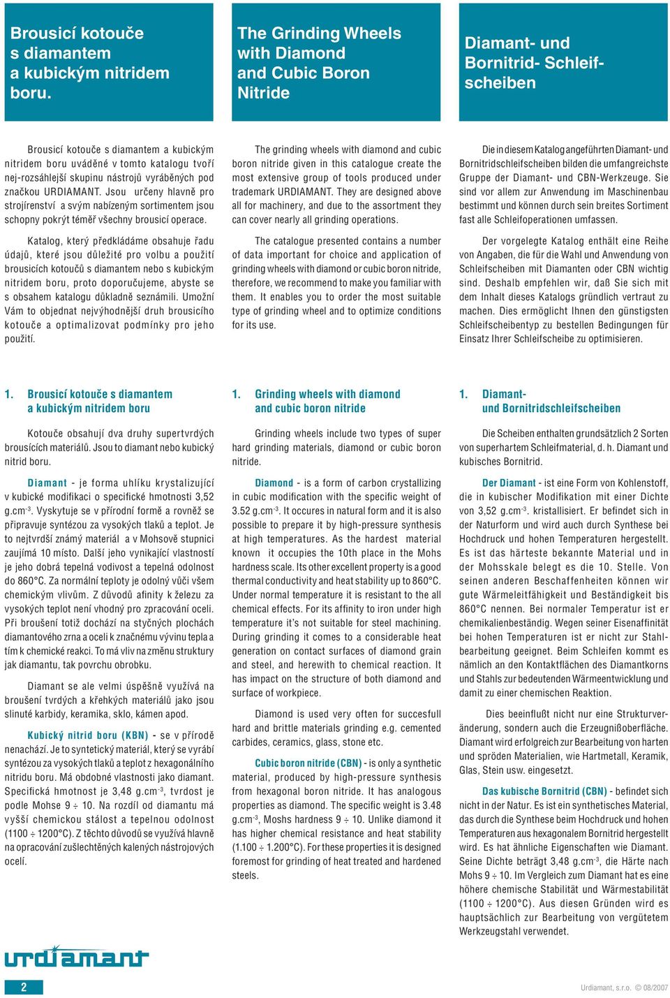 skupinu nástrojů vyráběných pod značkou URDIAMANT. Jsou určeny hlavně pro strojírenství a svým nabízeným sortimentem jsou schopny pokrýt téměř všechny brousicí operace.