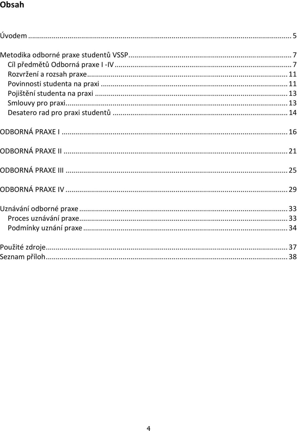 .. 13 Smlouvy pro praxi... 13 Desatero rad pro praxi studentů... 14 ODBORNÁ PRAXE I... 16 ODBORNÁ PRAXE II.