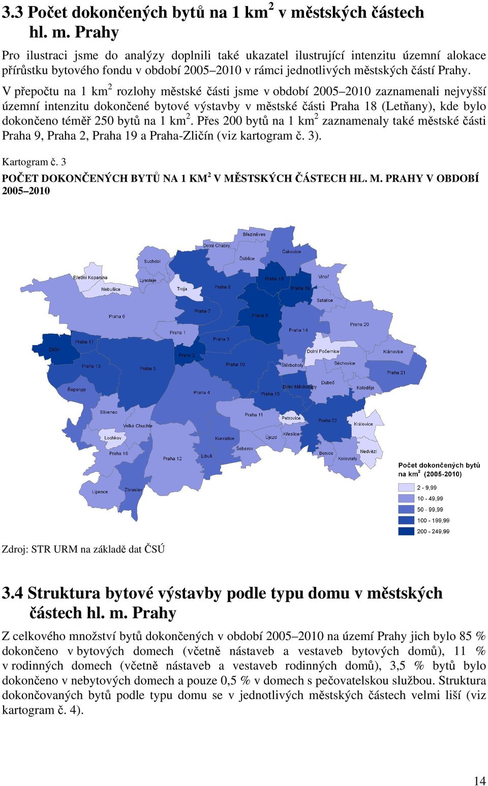 Prahy Pro ilustraci jsme do analýzy doplnili také ukazatel ilustrující intenzitu územní alokace přírůstku bytového fondu v období 2005 2010 v rámci jednotlivých městských částí Prahy.