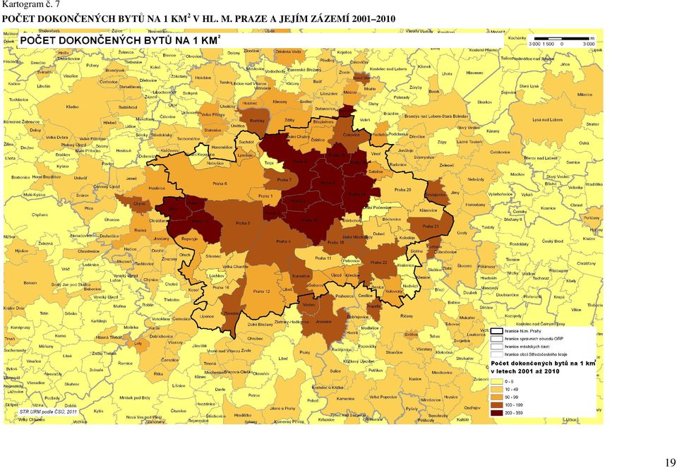 BYTŮ NA 1 KM 2 V HL. M.