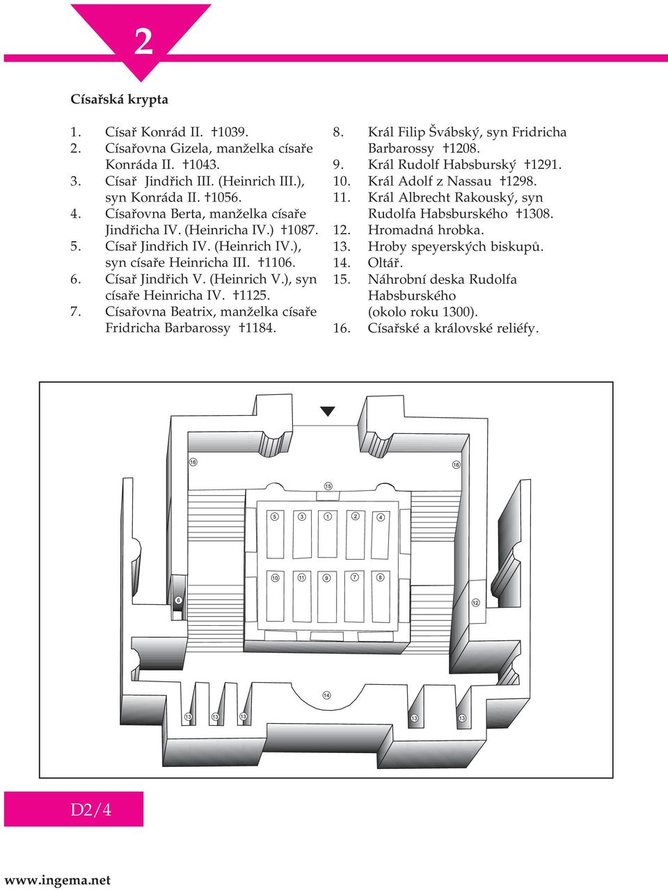 ), syn císaøe Heinricha IV. 1125. 7. Císaøovna Beatrix, manželka císaøe Fridricha Barbarossy 1184. 8. Král Filip Švábský, syn Fridricha Barbarossy 1208. 9. Král Rudolf Habsburský 1291. 10.