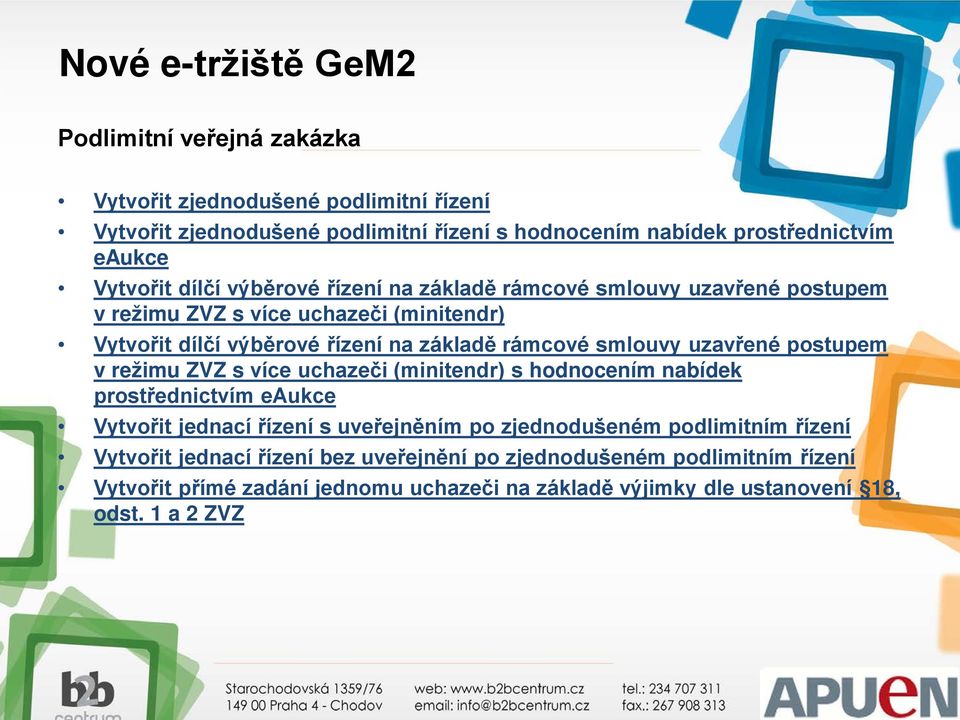 smlouvy uzavřené postupem v režimu ZVZ s více uchazeči (minitendr) s hodnocením nabídek prostřednictvím eaukce Vytvořit jednací řízení s uveřejněním po zjednodušeném