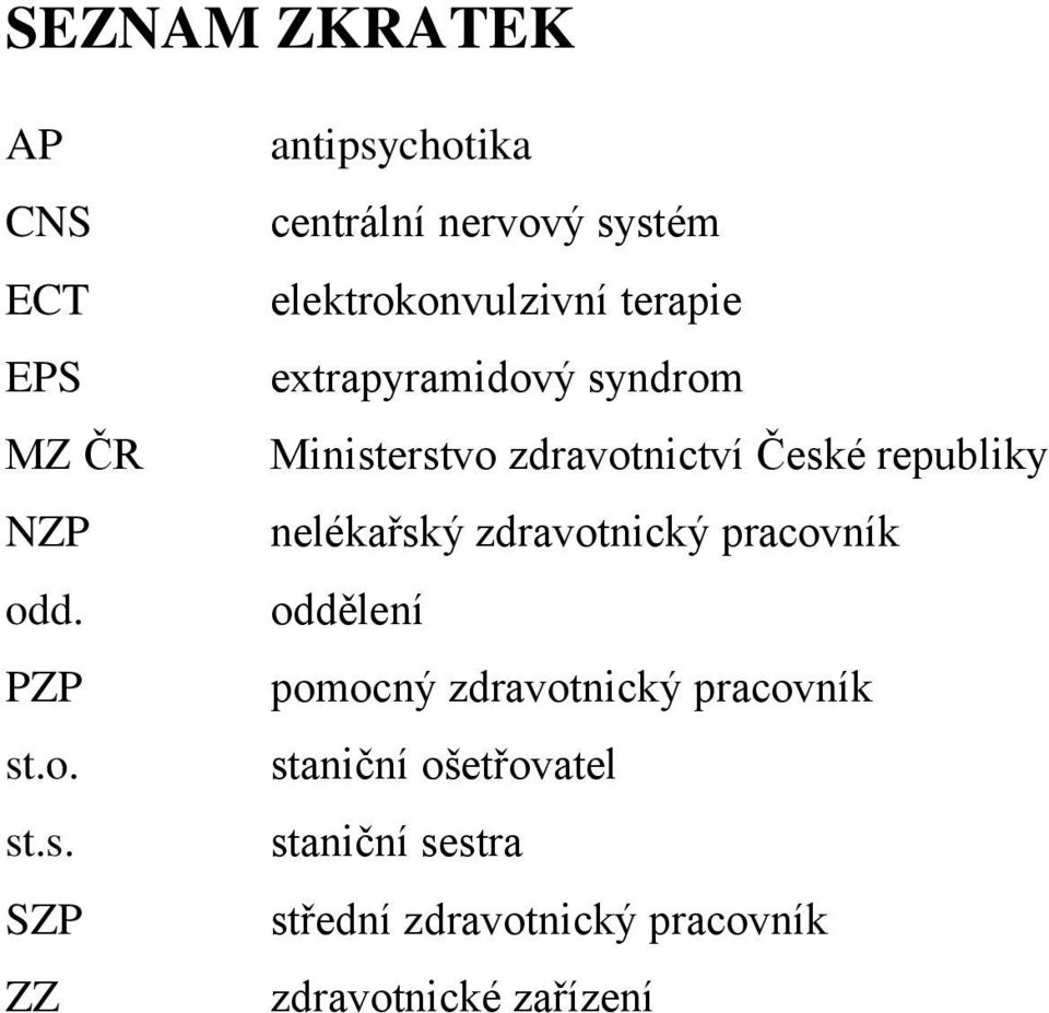 .s. SZP ZZ antipsychotika centrální nervový systém elektrokonvulzivní terapie