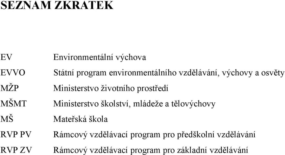 prostředí Ministerstvo školství, mládeže a tělovýchovy Mateřská škola Rámcový