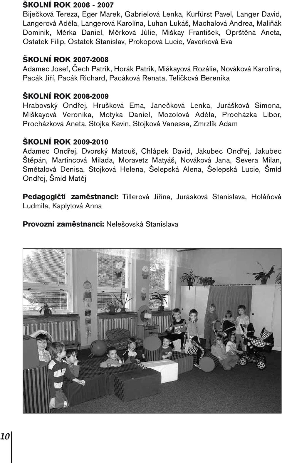 Nováková Karolína, Pacák Jiří, Pacák Richard, Pacáková Renata, Teličková Berenika ŠKOLNÍ ROK 2008-2009 Hrabovský Ondřej, Hrušková Ema, Janečková Lenka, Jurášková Simona, Miškayová Veronika, Motyka