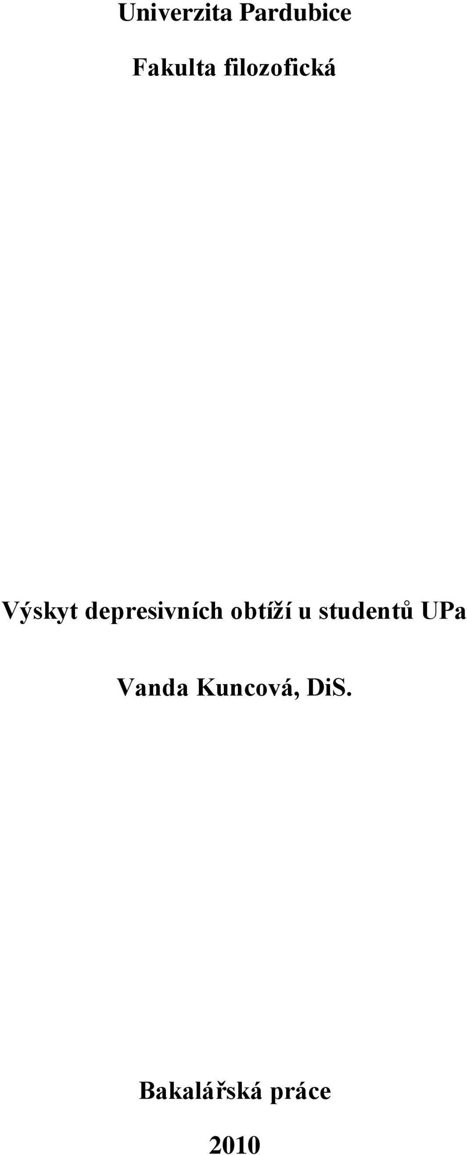 depresivních obtíží u studentů