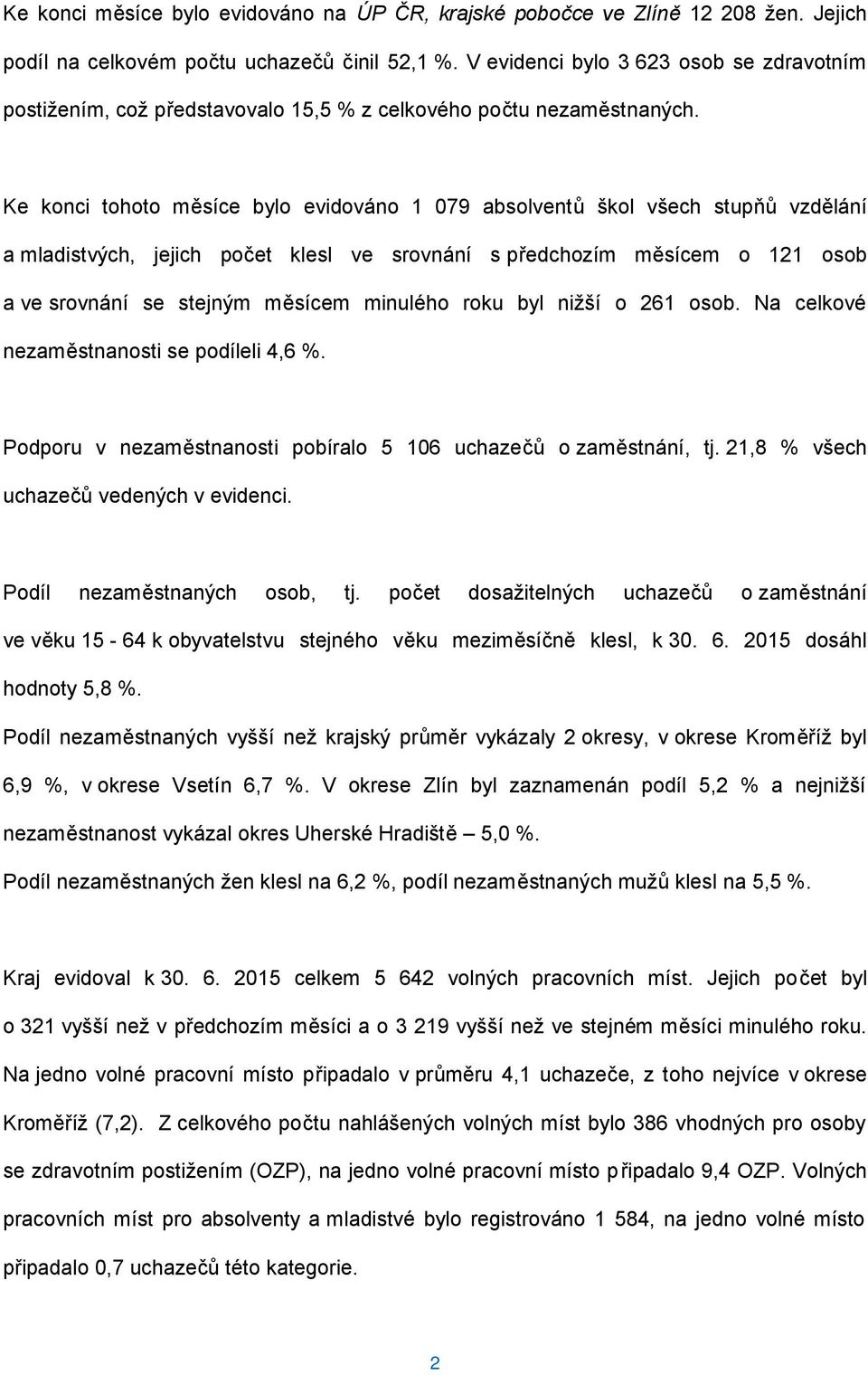 Ke konci tohoto měsíce bylo evidováno 1 079 absolventů škol všech stupňů vzdělání a mladistvých, jejich počet klesl ve srovnání s předchozím měsícem o 121 osob a ve srovnání se stejným měsícem