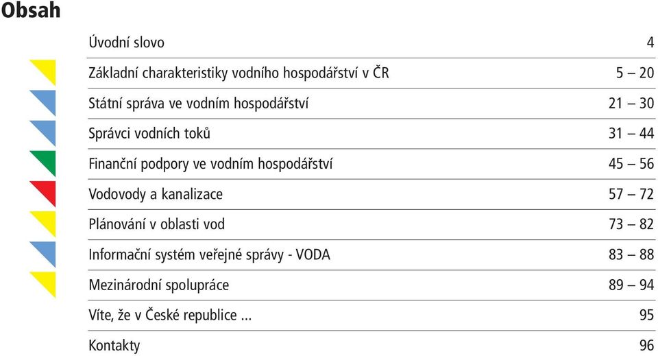 hospodářství 45 56 Vodovody a kanalizace 57 72 Plánování v oblasti vod 73 82 Informační