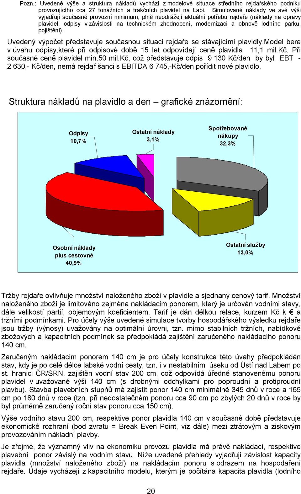 obnově lodního parku, pojištění). Uvedený výpočet představuje současnou situaci rejdaře se stávajícími plavidly.