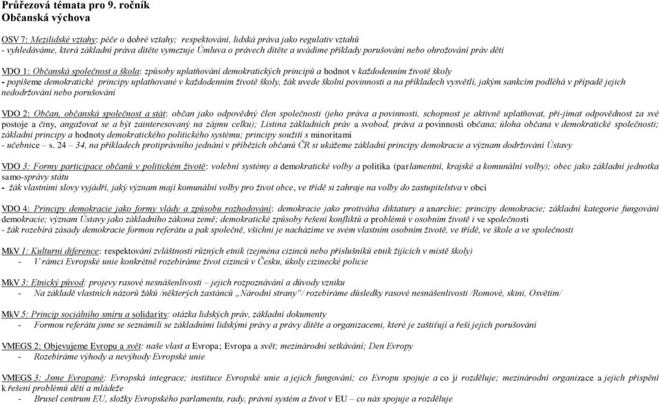 uvádíme příklady porušování nebo ohrožování práv dětí VDO 1: Občanská společnost a škola: způsoby uplatňování demokratických principů a hodnot v každodenním životě školy - popíšeme demokratické