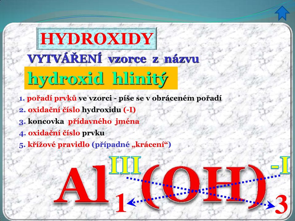 oxidační číslo hydroxidu (-I) 3.