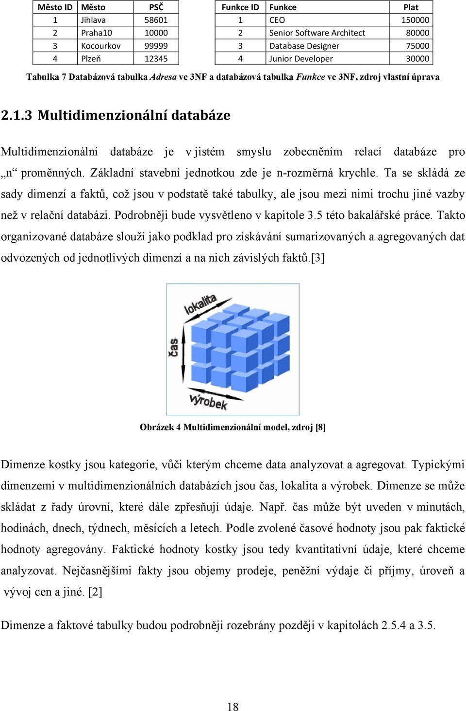 3 Multidimenzionální databáze Multidimenzionální databáze je v jistém smyslu zobecněním relací databáze pro n proměnných. Základní stavební jednotkou zde je n-rozměrná krychle.