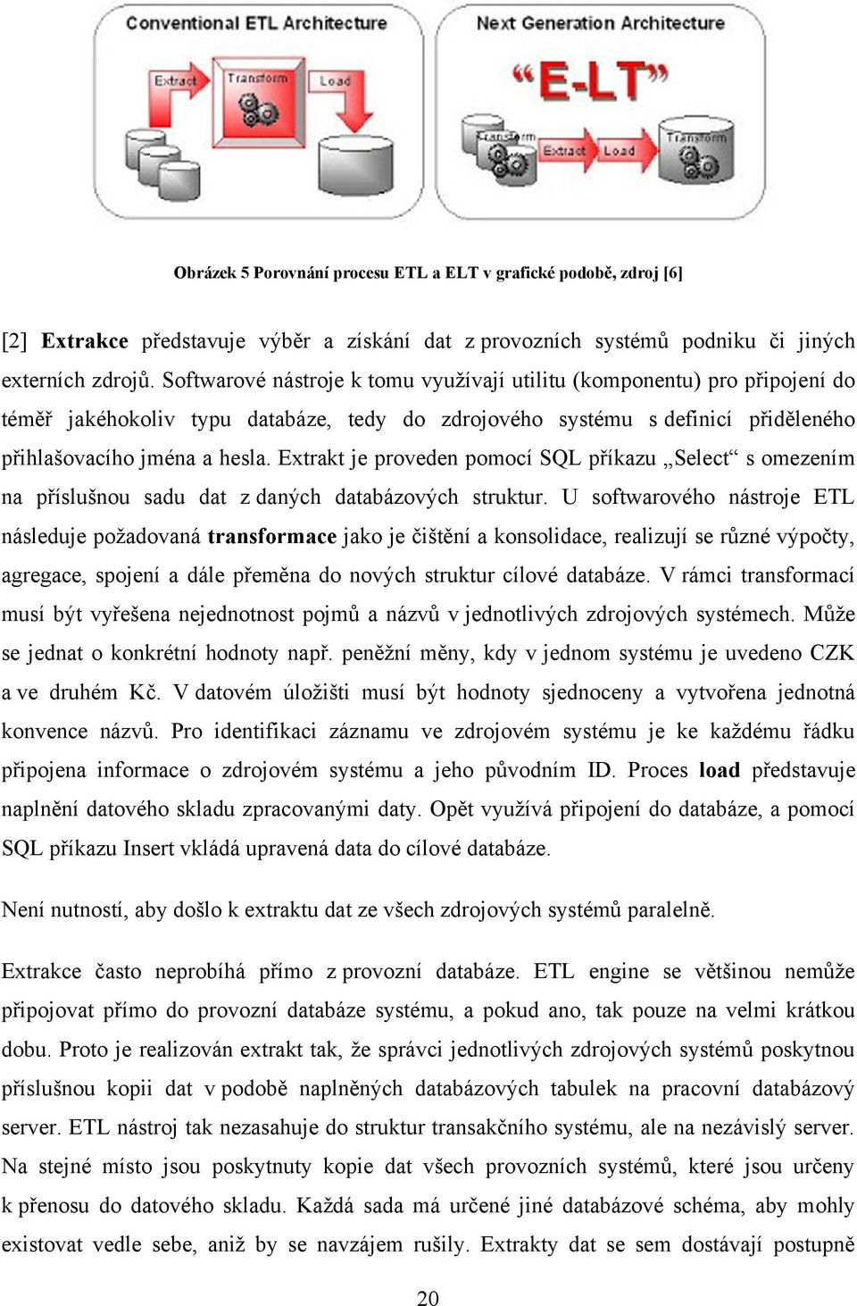 Extrakt je proveden pomocí SQL příkazu Select s omezením na příslušnou sadu dat z daných databázových struktur.