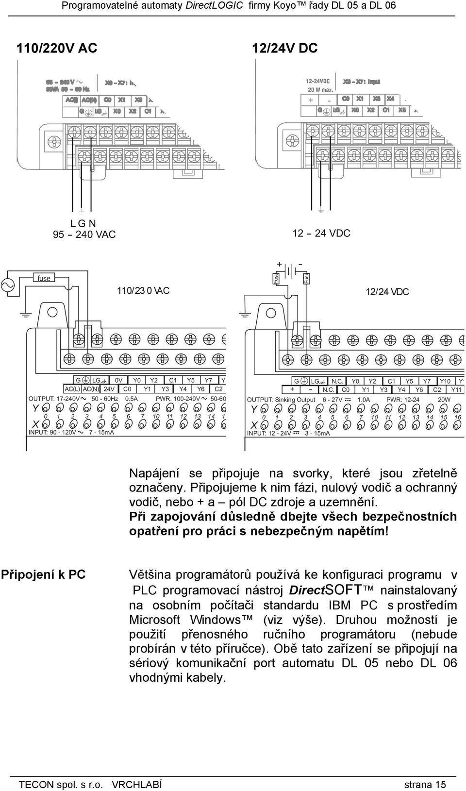 0A PWR: 12-24 20W Y X 0 1 2 3 4 5 6 7 10 11 12 13 14 15 16 INPUT: 12-24V 3-15mA Napájení se připojuje na svorky, které jsou zřetelně označeny.