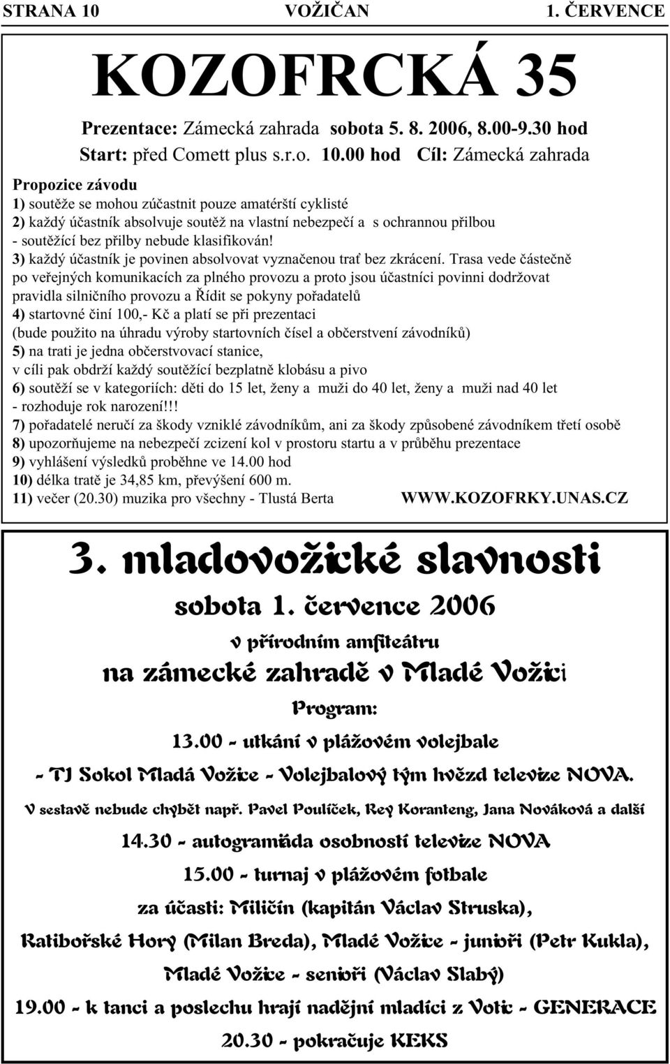 00 hod Cíl: Zámecká zahrada Propozice závodu 1) soutěže se mohou zúčastnit pouze amatérští cyklisté 2) každý účastník absolvuje soutěž na vlastní nebezpečí a s ochrannou přilbou - soutěžící bez