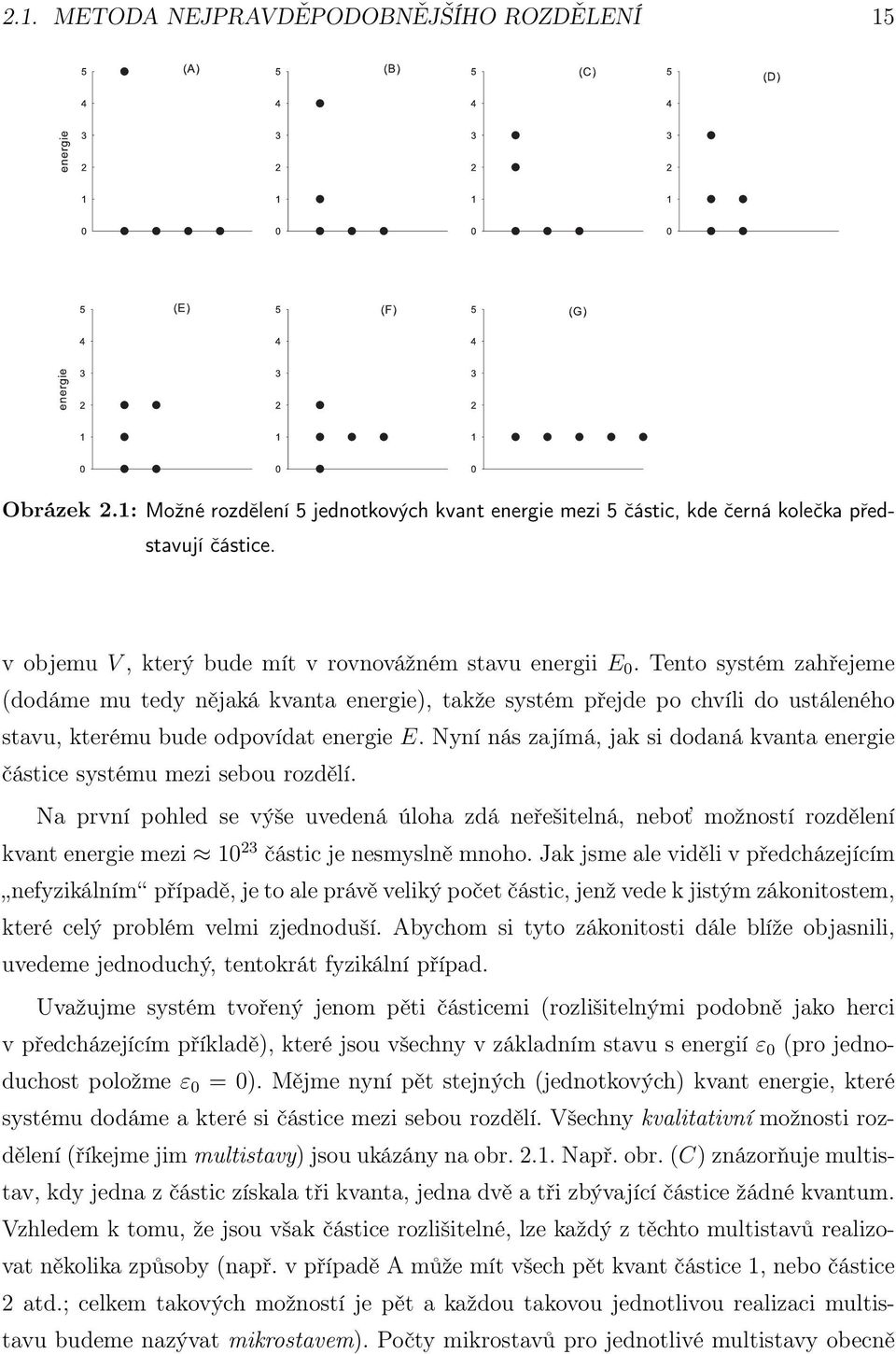 Tento systém zahřejeme (dodáme mu tedy nějaká kvanta energie), takže systém přejde po chvíli do ustáleného stavu, kterému bude odpovídat energie E.