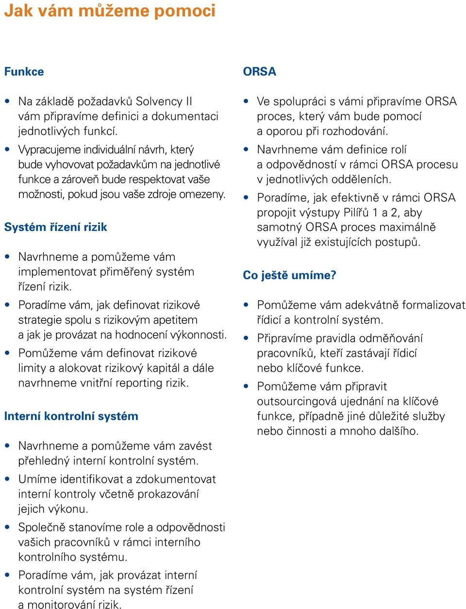 Systém řízení rizik Navrhneme a pomůžeme vám implementovat přiměřený systém řízení rizik.