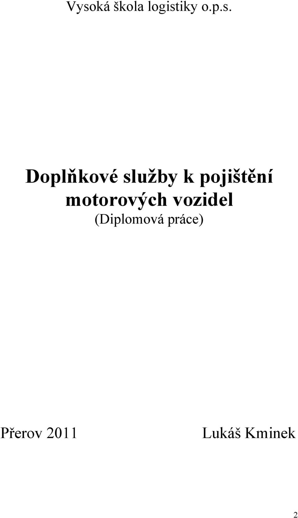 motorových vozidel (Diplomová