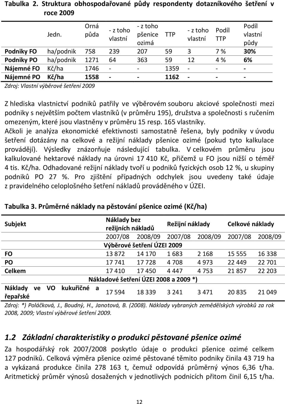 FO Kč/ha 1746 - - 1359 - - - Nájemné PO Kč/ha 1558 - - 1162 - - - Zdroj: Vlastní výběrové šetření 2009 Z hlediska vlastnictví podniků patřily ve výběrovém souboru akciové společnosti mezi podniky s