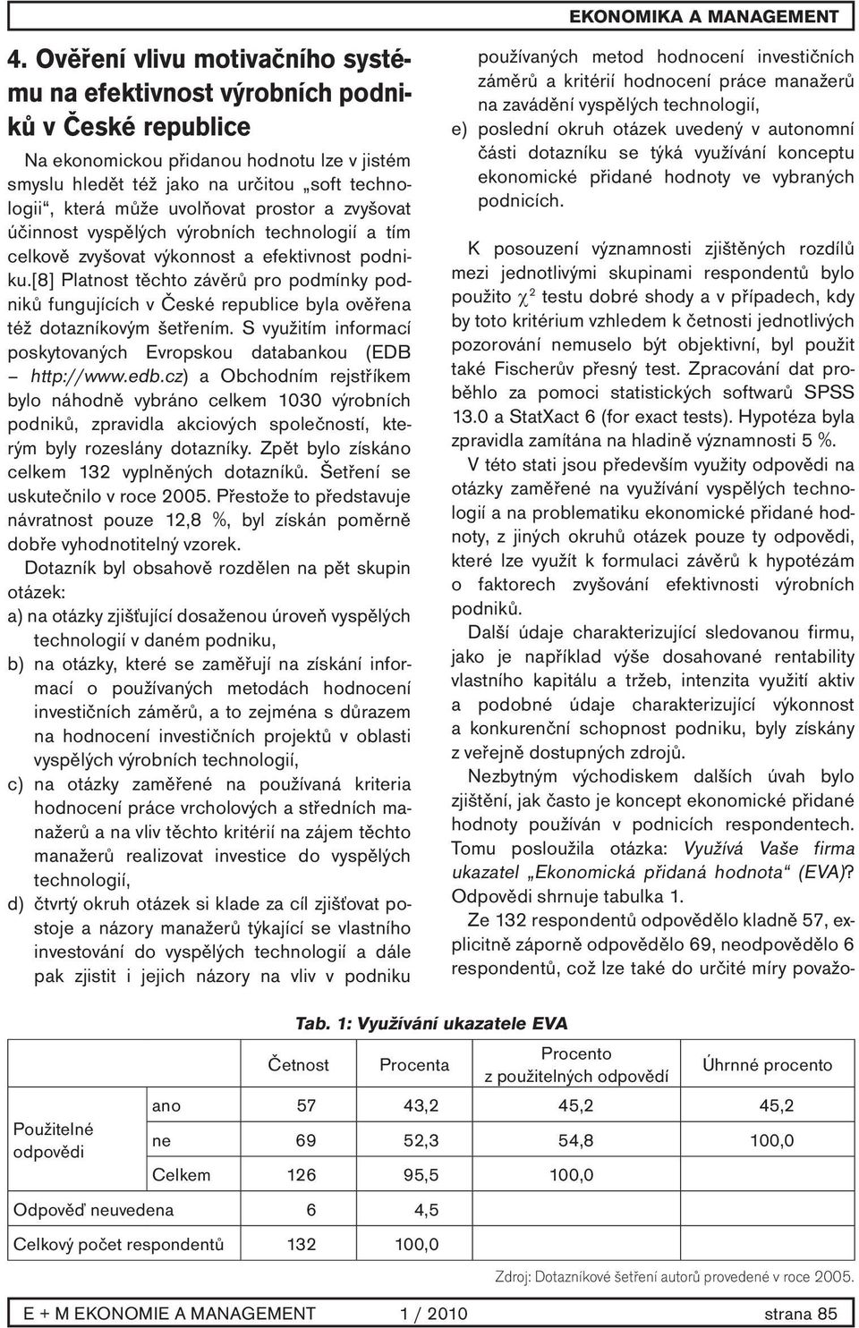 [8] Platnost těchto závěrů pro podmínky podniků fungujících v České republice byla ověřena též dotazníkovým šetřením. S využitím informací poskytovaných Evropskou databankou (EDB http://www.edb.