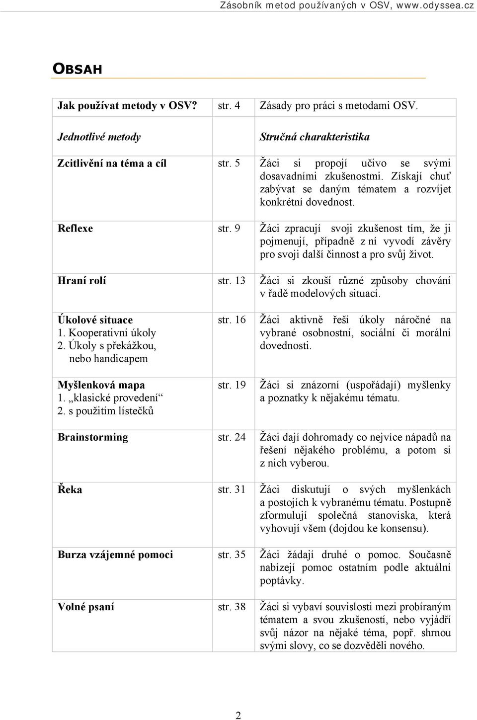 9 Žáci zpracují svoji zkušenost tím, že ji pojmenují, případně z ní vyvodí závěry pro svoji další činnost a pro svůj život. Hraní rolí str.