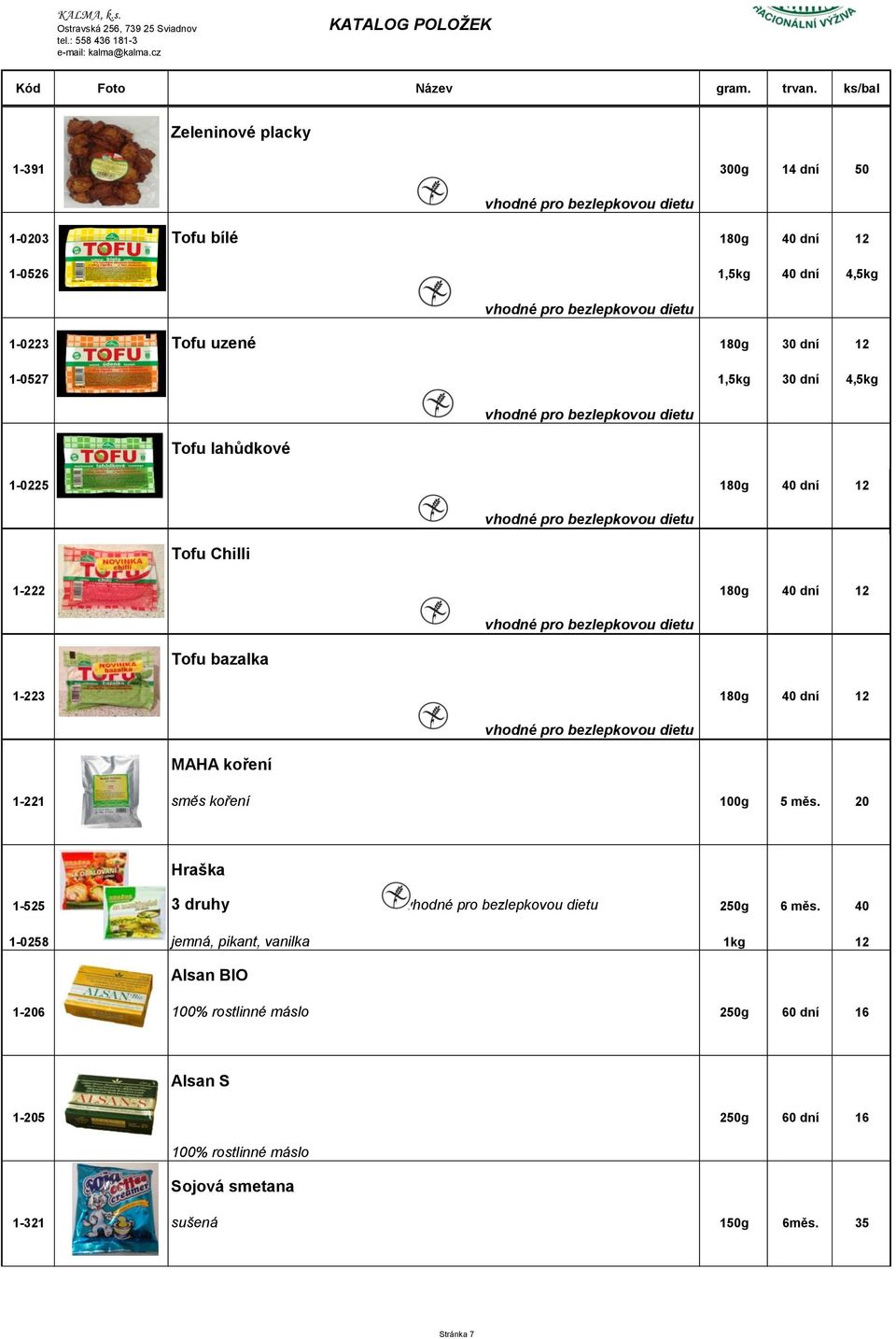 MAHA koření 1-221 směs koření 100g 5 měs. 20 Hraška 1-525 3 druhy 250g 6 měs.