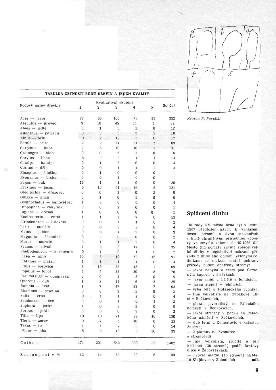 10 1 Crataegus - hloh O O 5 1 O Corylus - líska 6 2 4 1 1 Catalpa - katalpa O 1 3 O O Cornus - dřín O O 1 1 1 Eleagnus - hlošina O 1 O O O Evonymus - brslen O O 1 O O Fa gus - buk 18 1 1 O O Fraxinus