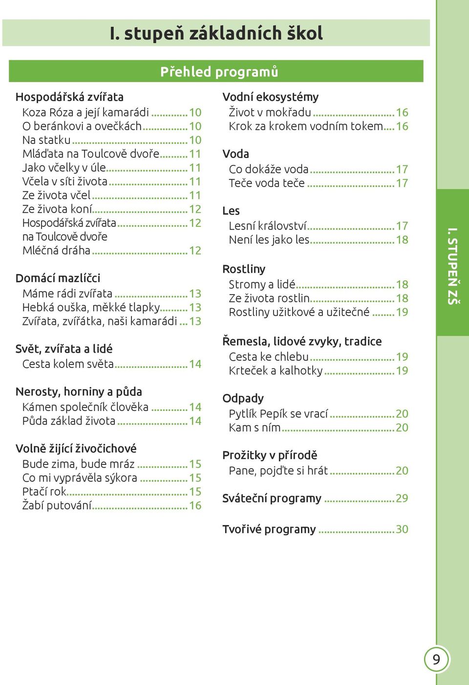 ..13 Zvířata, zvířátka, naši kamarádi...13 Svět, zvířata a lidé Cesta kolem světa...14 Nerosty, horniny a půda Kámen společník člověka...14 Půda základ života.