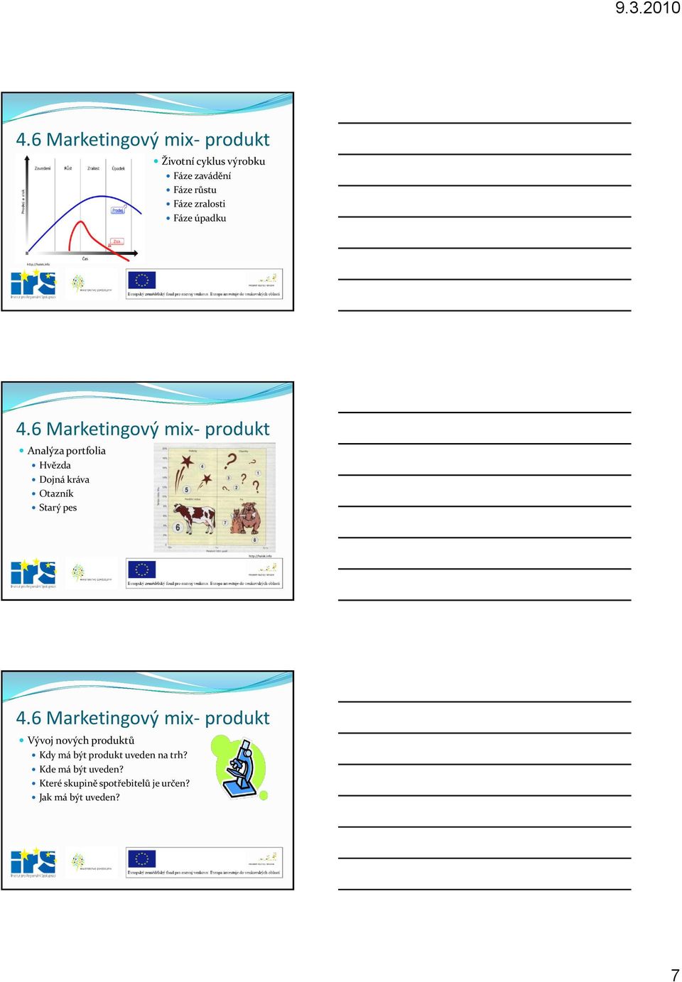 6 Marketingový mix- produkt Analýza portfolia Hvězda Dojná kráva Otazník Starý pes http://halek.