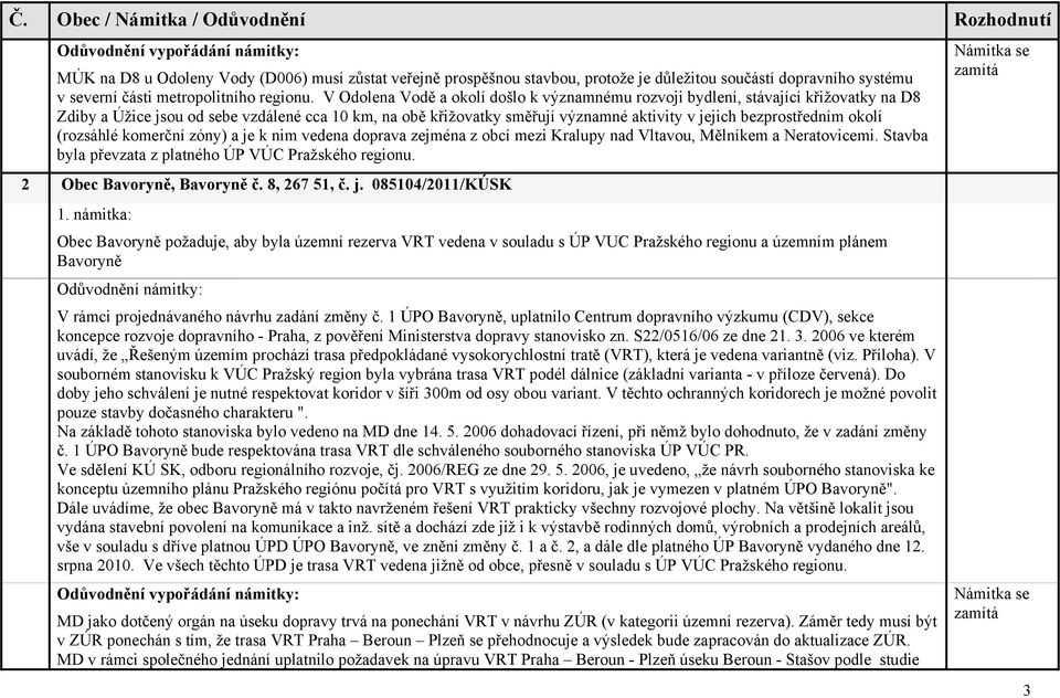 bezprostředním okolí (rozsáhlé komerční zóny) a je k nim vedena doprava zejména z obcí mezi Kralupy nad Vltavou, Mělníkem a Neratovicemi. Stavba byla převzata z platného ÚP VÚC Pražského regionu.