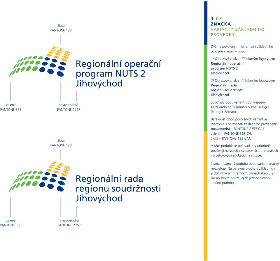 logotypem Regionální operační program NUTS 2 Jihovýchod 2/ Obrazový znak s třířádkovým logotypem Regionální rada regionu soudržnosti Jihovýchod Logotypy obou variant jsou vysazeny ze základního