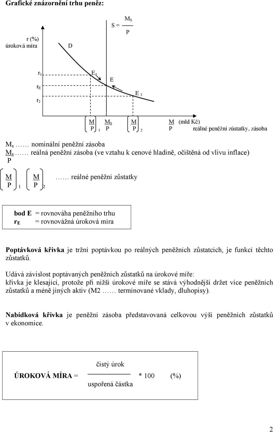 poptávkou po reálných peněžních zůstatcích, je funkcí těchto zůstatků.