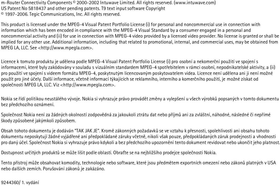 This product is licensed under the MPEG-4 Visual Patent Portfolio License (i) for personal and noncommercial use in connection with information which has been encoded in compliance with the MPEG-4