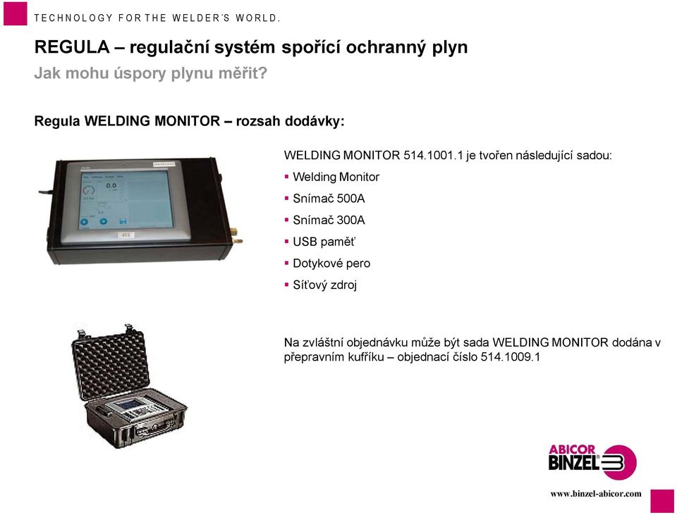 1 je tvořen následující sadou: Welding Monitor Snímač 500A Snímač 300A USB