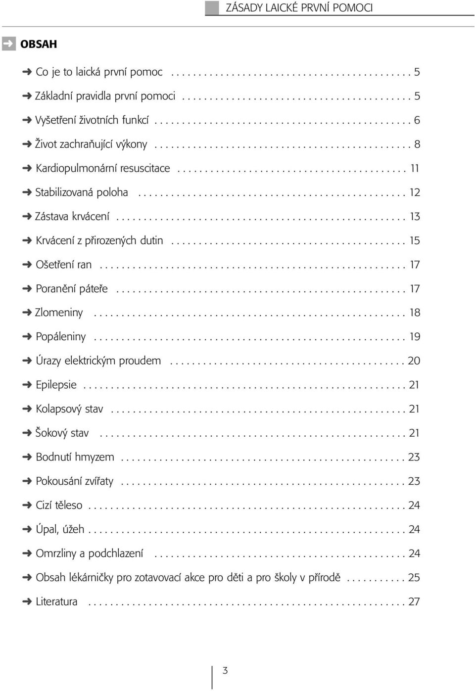 ................................................ 12 Zástava krvácení..................................................... 13 Krvácení z přirozených dutin........................................... 15 Ošetření ran.