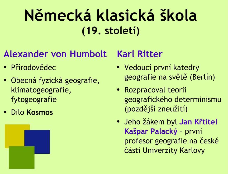 fytogeografie Dílo Kosmos Karl Ritter Vedoucí první katedry geografie na světě (Berlín)