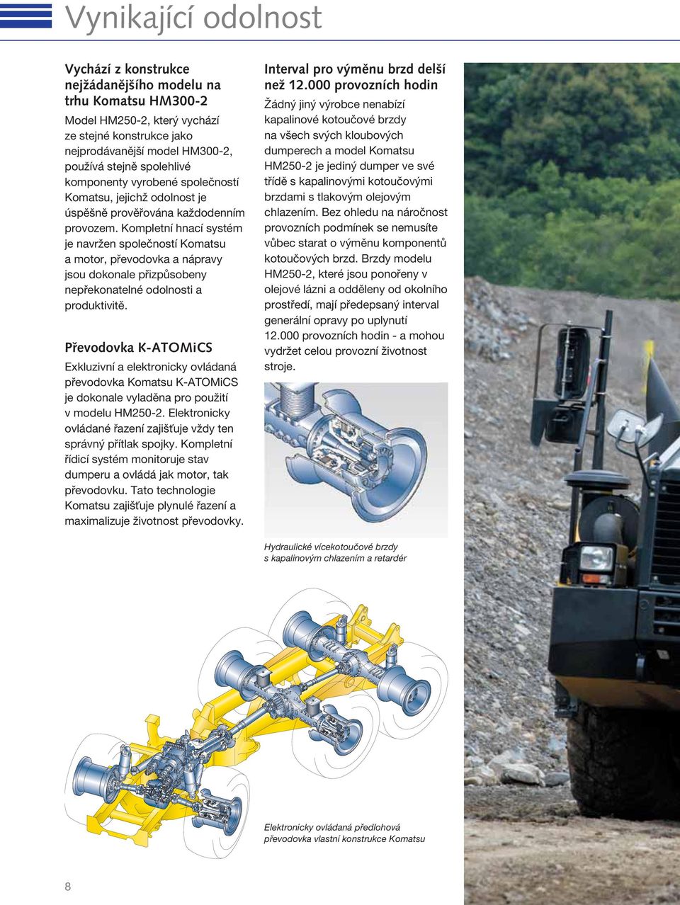 Kompletní hnací systém je navržen společností Komatsu a motor, převodovka a nápravy jsou dokonale přizpůsobeny nepřekonatelné odolnosti a produktivitě.