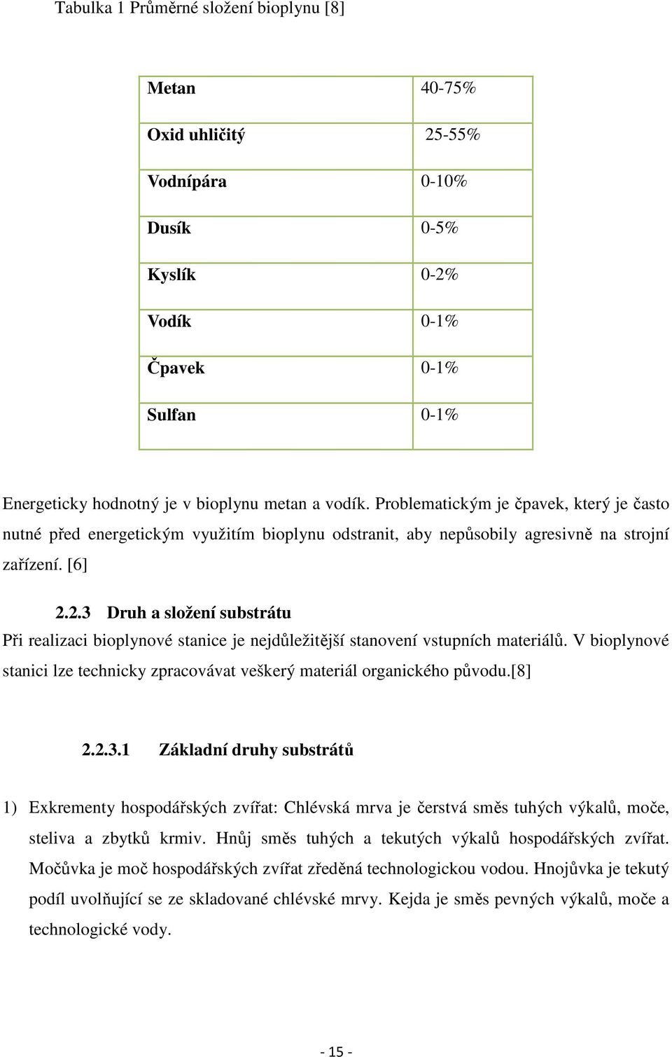 2.3 Druh a složení substrátu Při realizaci bioplynové stanice je nejdůležitější stanovení vstupních materiálů. V bioplynové stanici lze technicky zpracovávat veškerý materiál organického původu.[8] 2.