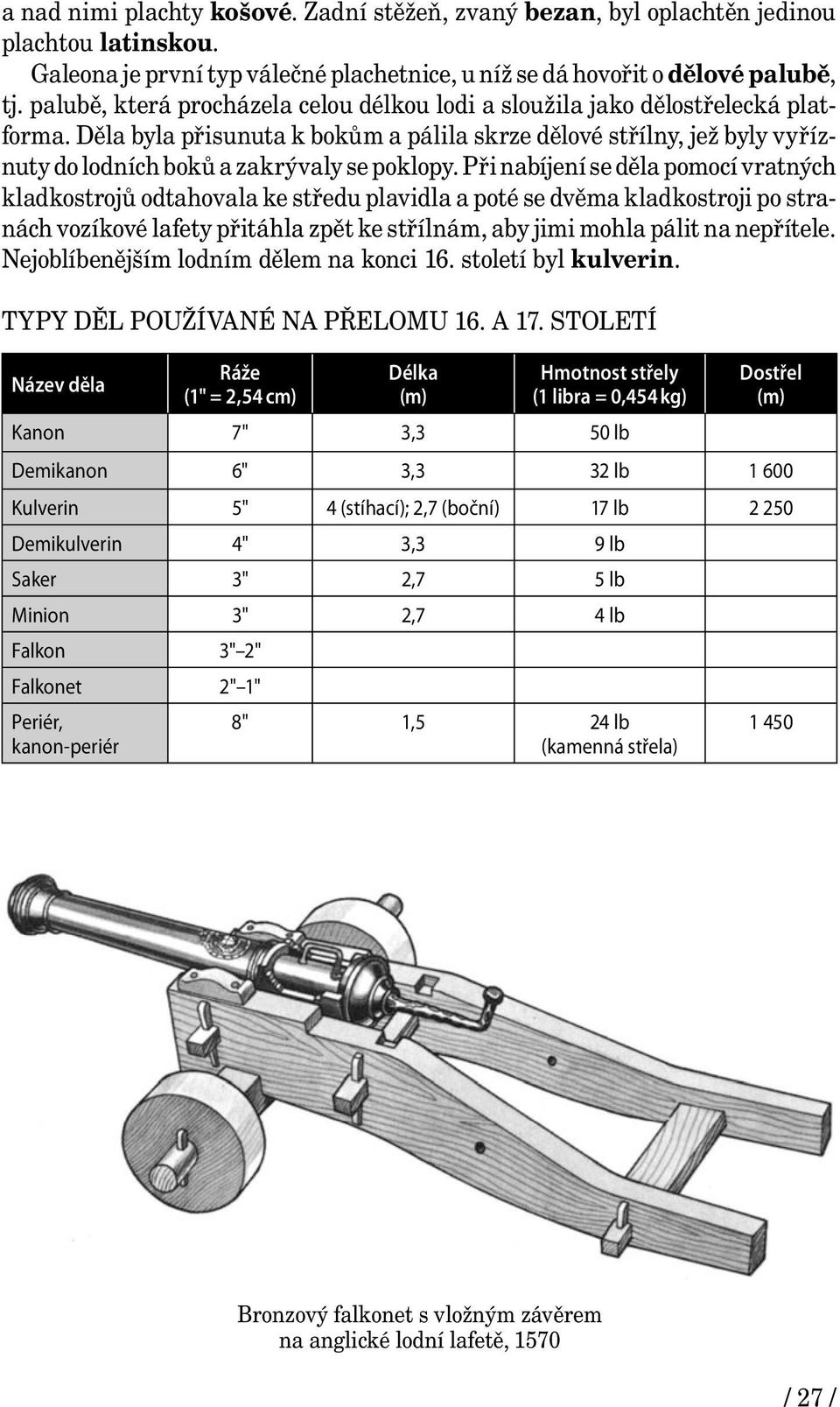 Děla byla přisunuta k bokům a pálila skrze dělové střílny, jež byly vyříznuty do lodních boků a zakrývaly se poklopy.